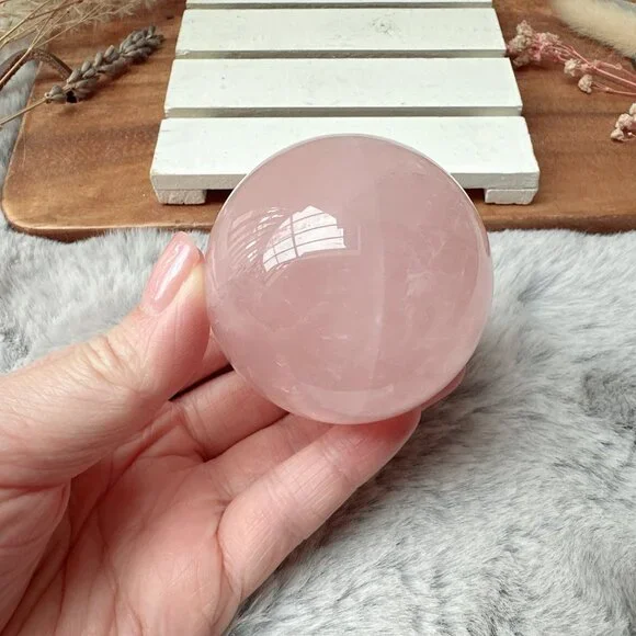 Rose Quartz Sphere - Picture 3 of 9